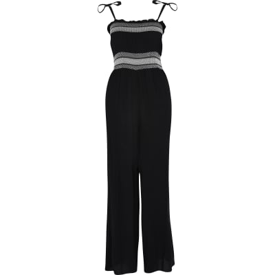 black tie strap jumpsuit