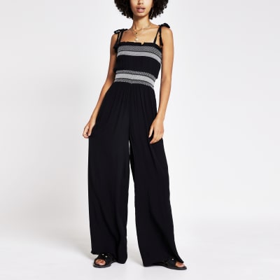 black tie strap jumpsuit