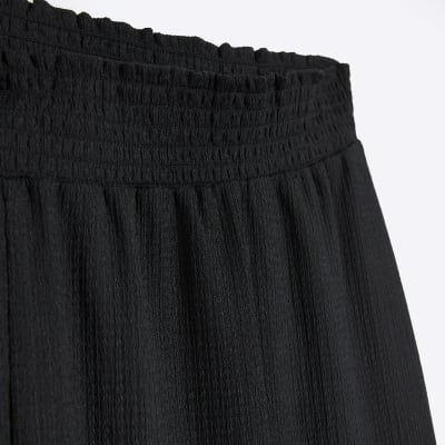 Black Shirred Waist Culottes River Island