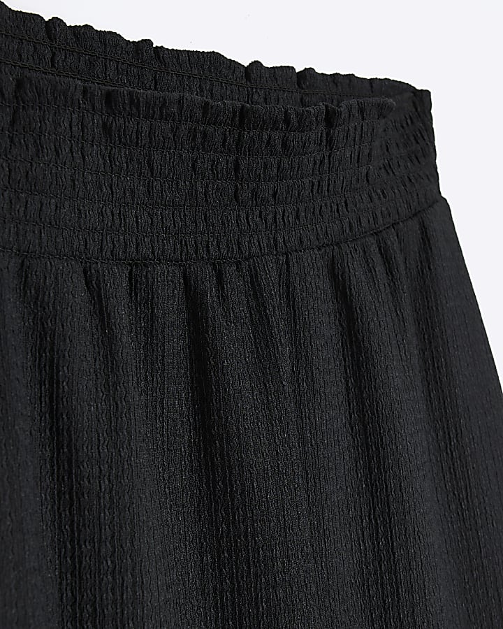 Black Shirred Waist Culottes