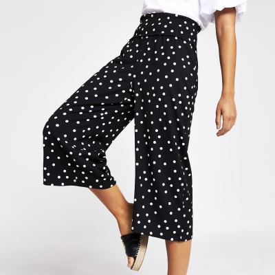 river island black spot wide leg jumpsuit