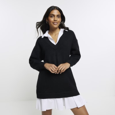 Black jumper shirt dress hot sale