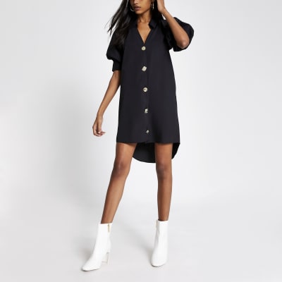 river island black shirt dress