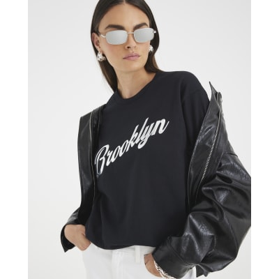 Black Short Sleeve Brooklyn Print T-shirt