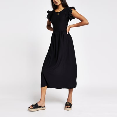 river island frill detail midi dress