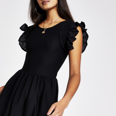short sleeve frill dress