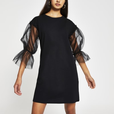 mesh shirt dress