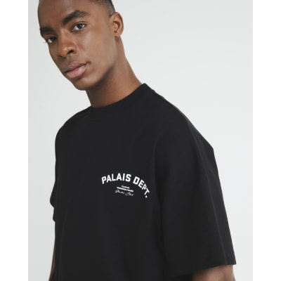 Tee shirt】Palais unoa Black Black Short Sleeve Palais Dept T