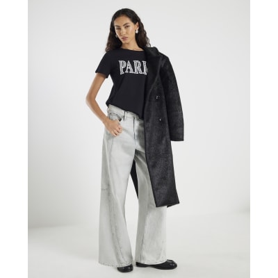 Black Short Sleeve Paris Dogtooth T-shirt