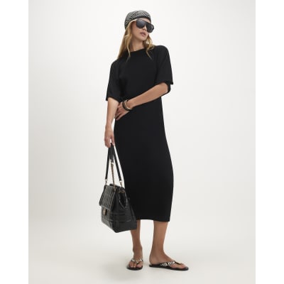 Short Sleeve Texture Batwing Maxi Dress