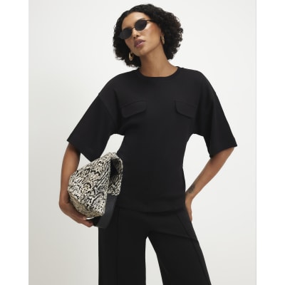 Short Sleeve Tie Back Pocket Top