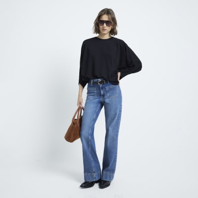 Black Short Sleeved Batwing T-shirt