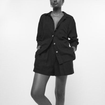 Black shorts with linen River Island