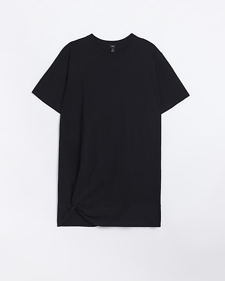 Black side knot t-shirt mini dress