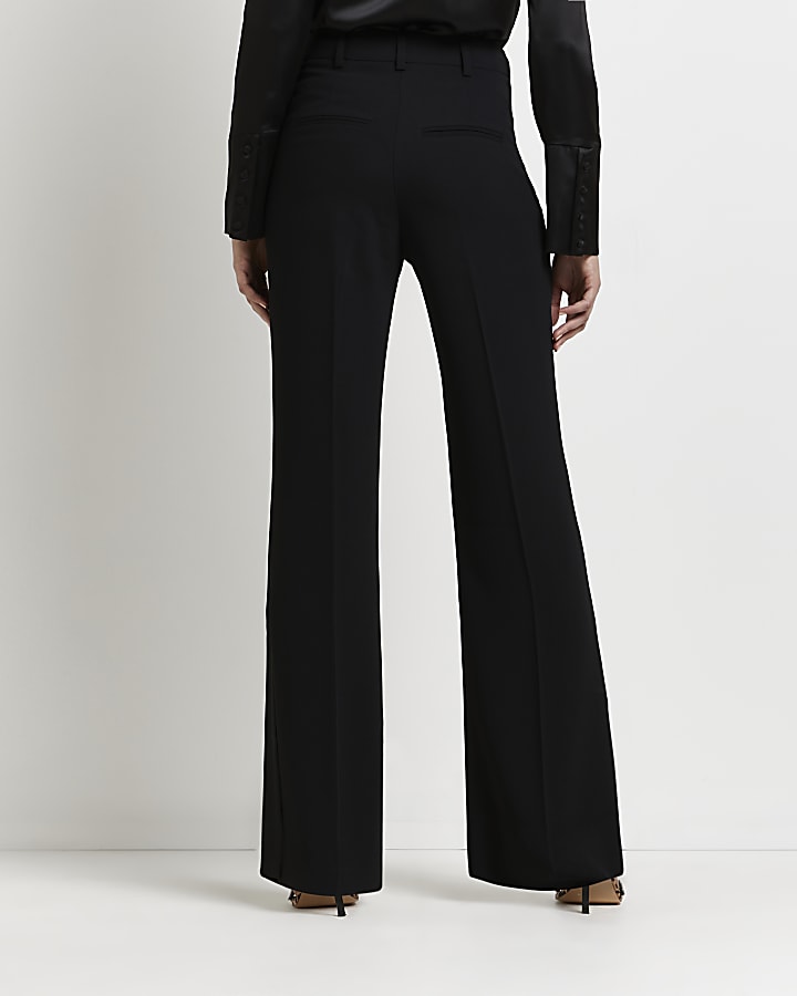 Black side split flared trousers