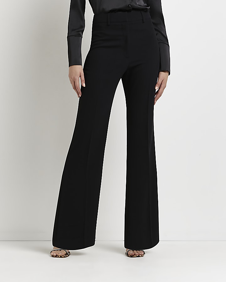Black side split flared trousers