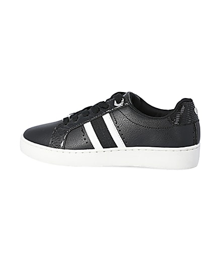 360 degree animation of product Black side stripe lace-up trainers frame-4