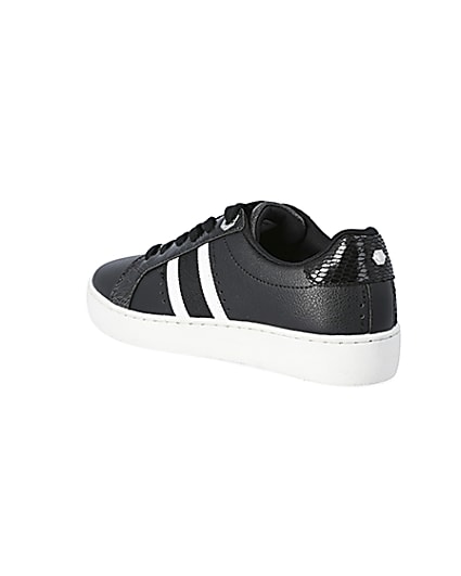360 degree animation of product Black side stripe lace-up trainers frame-6