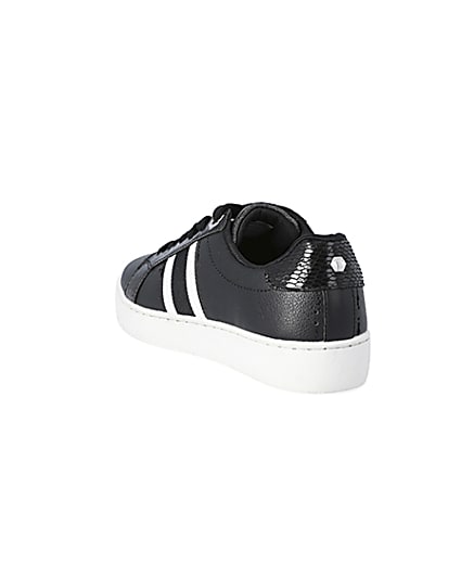 360 degree animation of product Black side stripe lace-up trainers frame-7