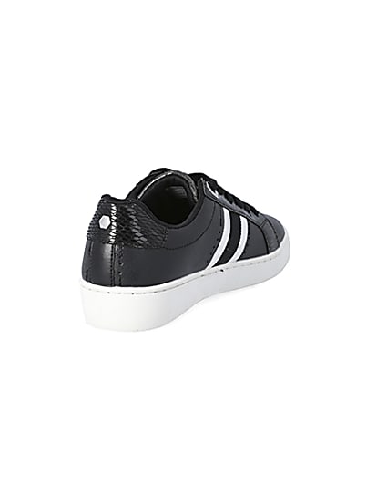 360 degree animation of product Black side stripe lace-up trainers frame-11