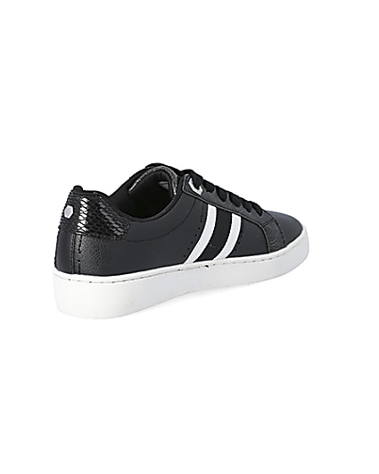 360 degree animation of product Black side stripe lace-up trainers frame-12