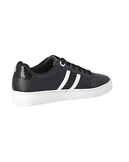 360 degree animation of product Black side stripe lace-up trainers frame-13