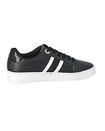 360 degree animation of product Black side stripe lace-up trainers frame-14