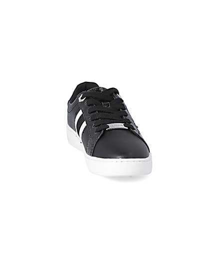 360 degree animation of product Black side stripe lace-up trainers frame-20