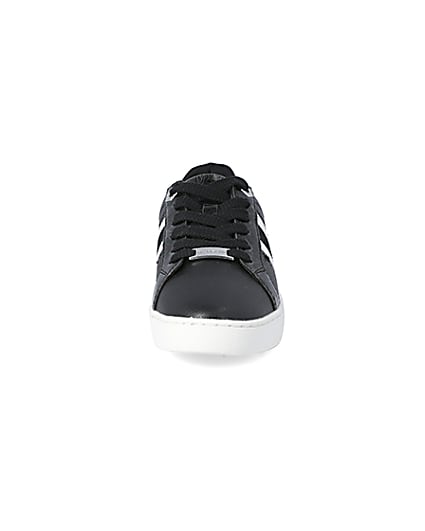 360 degree animation of product Black side stripe lace-up trainers frame-21