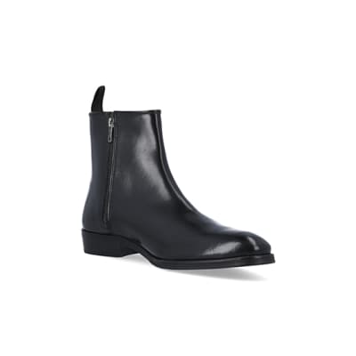 Black side zip boots | River Island