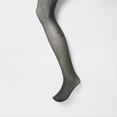 Black silver glitter embellished tights