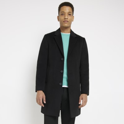 Single breasted coat on sale black