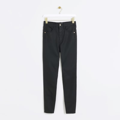 Black skinny bum sculpt coated jeans River Island
