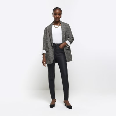 Black skinny bum sculpt coated jeans River Island