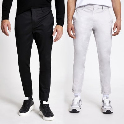 black skinny chino pants mens