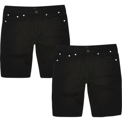 black skinny jean shorts