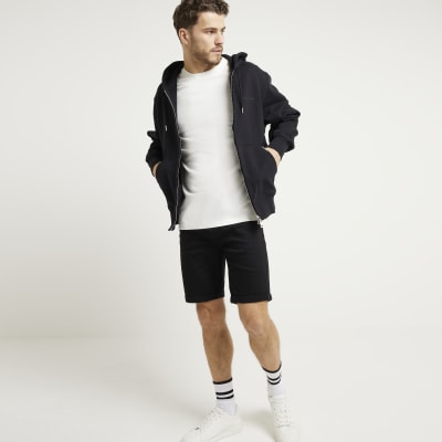 Mens denim shorts river island sale