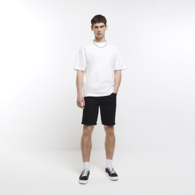 Black skinny fit denim shorts | River Island