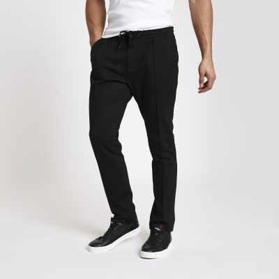 Black skinny fit jogger trousers