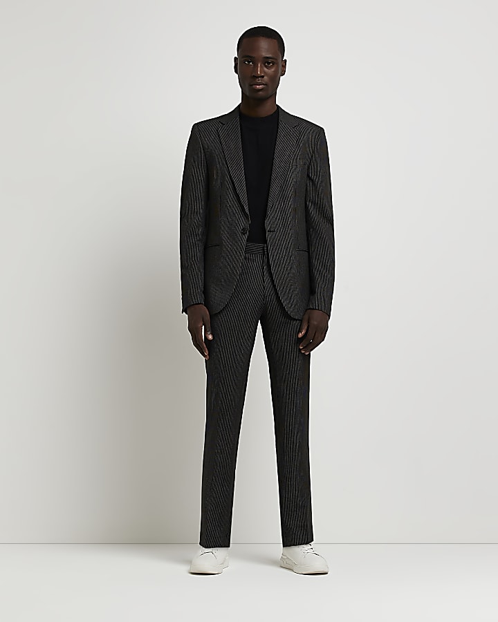 Black ​Skinny fit pinstripe suit jacket