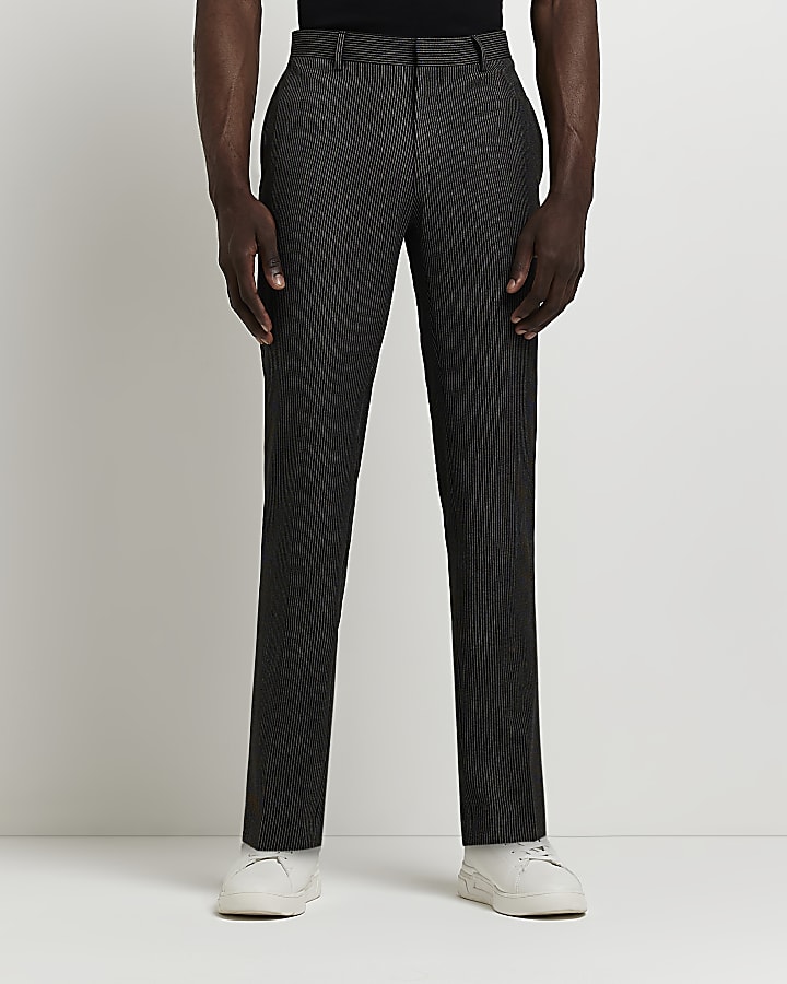 Black​ Skinny fit Pinstripe suit trousers