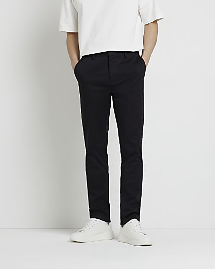 Black skinny fit smart chino trousers