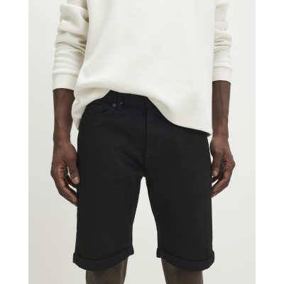 Black Skinny Fit Stretch Denim Shorts
