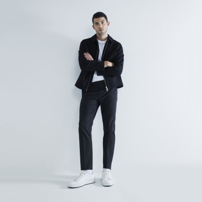 Black Skinny Fit Twill Trousers