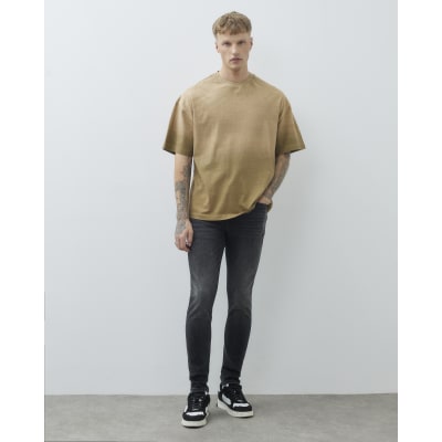 Black Skinny Fit Washed Jeans
