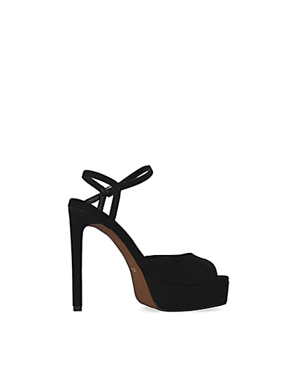 360 degree animation of product Black skinny heel platform shoes frame-14