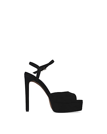 360 degree animation of product Black skinny heel platform shoes frame-15