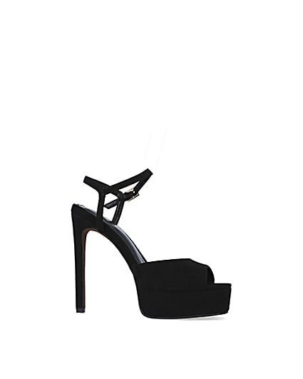 360 degree animation of product Black skinny heel platform shoes frame-16