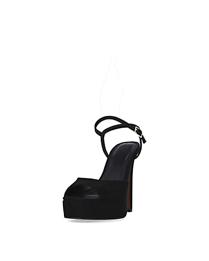 360 degree animation of product Black skinny heel platform shoes frame-23