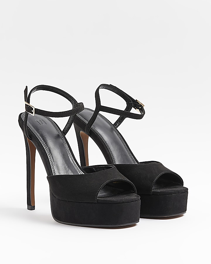 Black skinny heel platform shoes